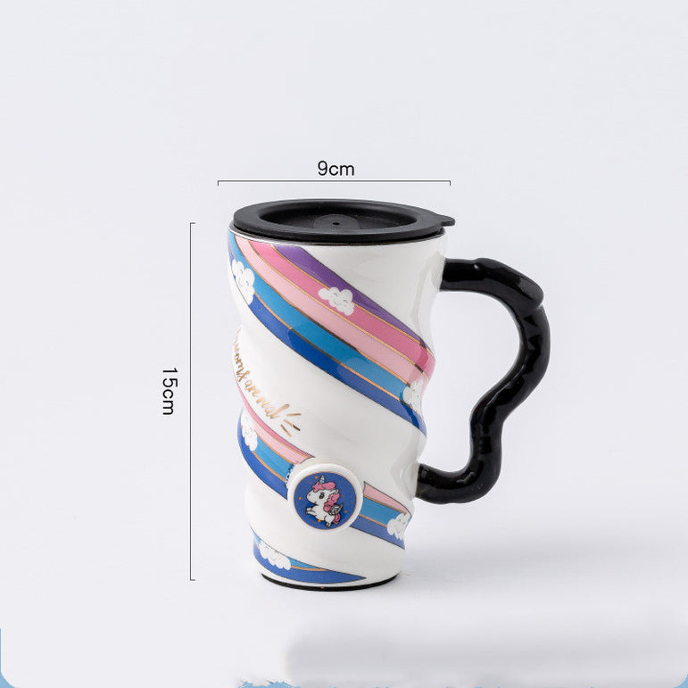 Creative Personality Mug Trend Net Celebrity Mug Office Large-Capacity Ceramic Mug Household Couple Water Mug With Lid