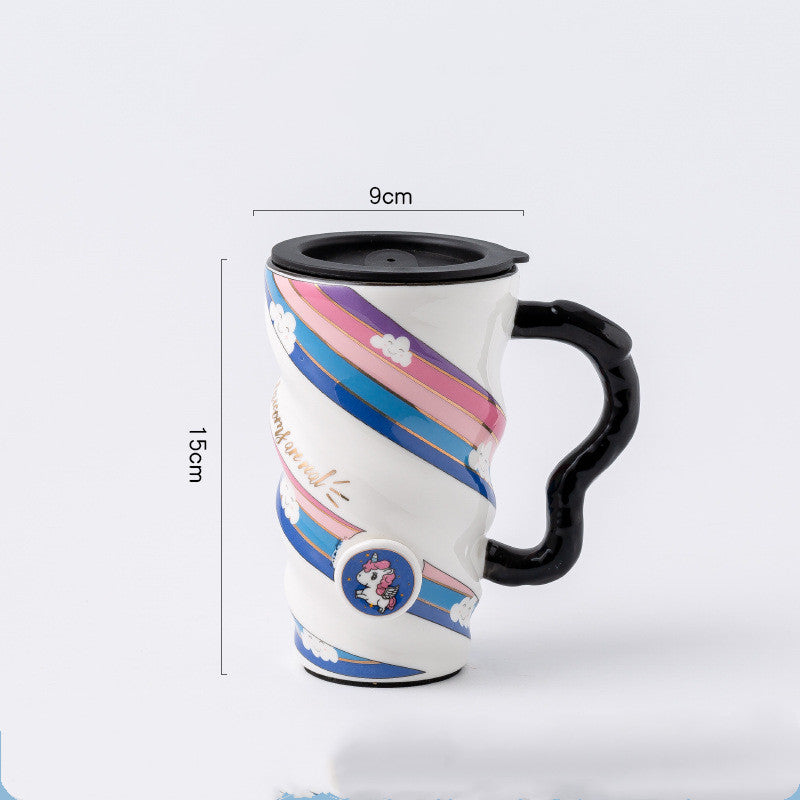 Creative Personality Mug Trend Net Celebrity Mug Office Large-Capacity Ceramic Mug Household Couple Water Mug With Lid