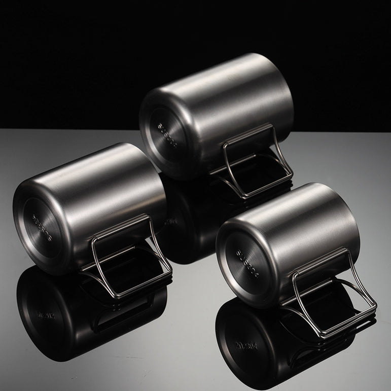 304 Stainless Steel Camping Activity Handle Double-layer Mug
