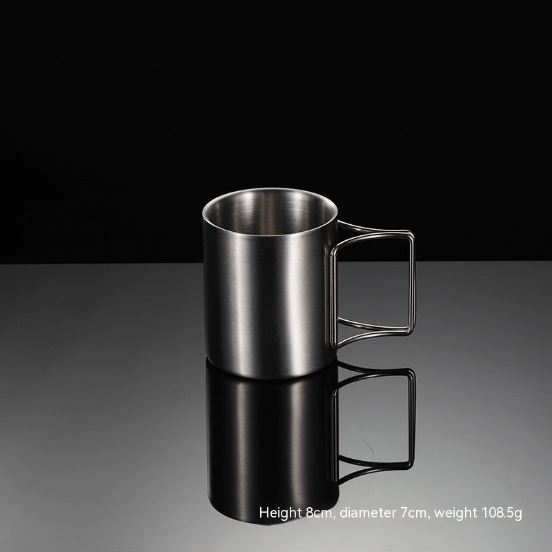 304 Stainless Steel Camping Activity Handle Double-layer Mug