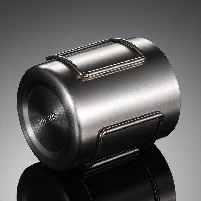 304 Stainless Steel Camping Activity Handle Double-layer Mug