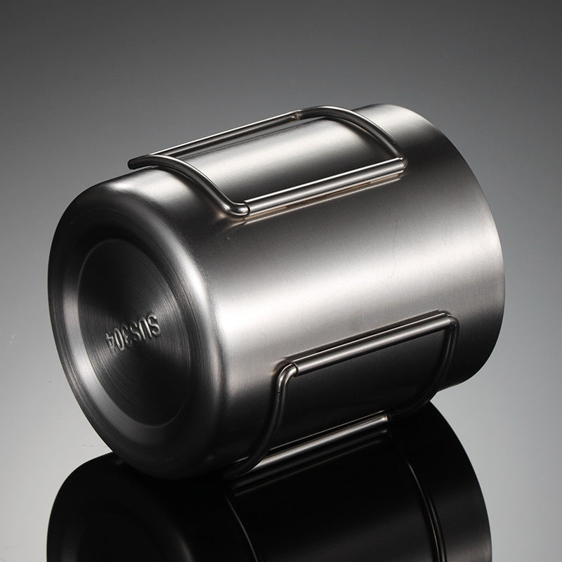 304 Stainless Steel Camping Activity Handle Double-layer Mug