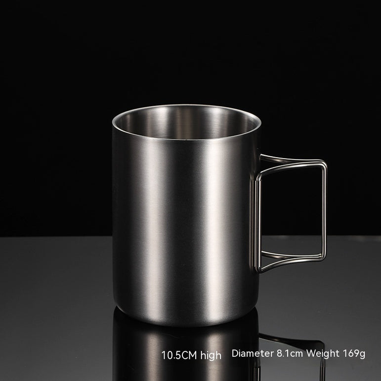 304 Stainless Steel Camping Activity Handle Double-layer Mug