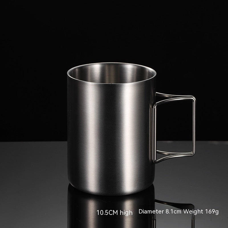 304 Stainless Steel Camping Activity Handle Double-layer Mug