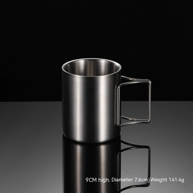 304 Stainless Steel Camping Activity Handle Double-layer Mug