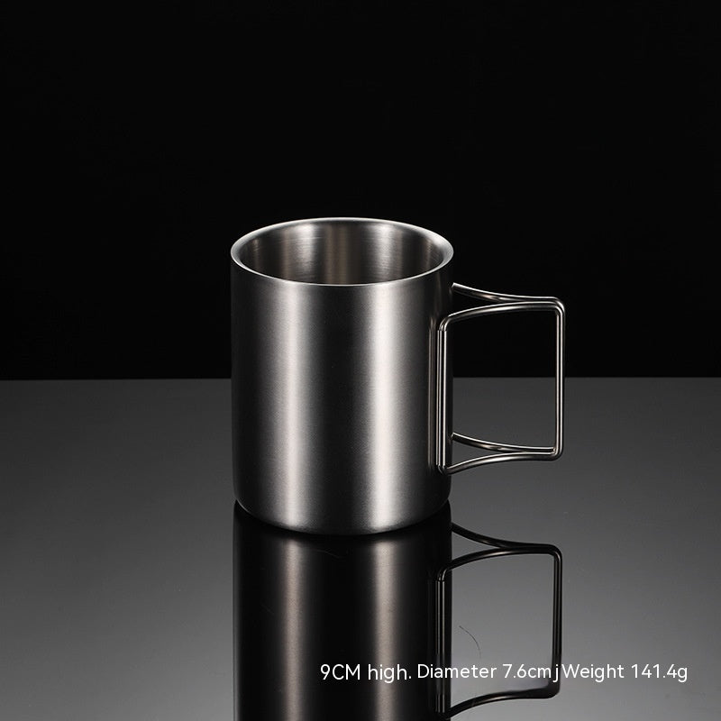 304 Stainless Steel Camping Activity Handle Double-layer Mug