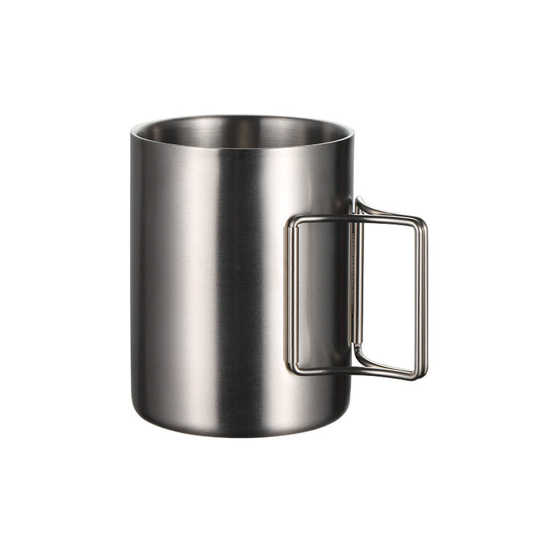 304 Stainless Steel Camping Activity Handle Double-layer Mug