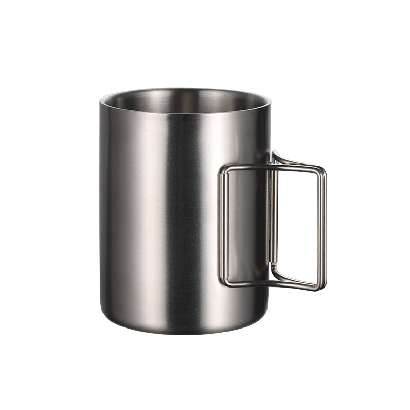 304 Stainless Steel Camping Activity Handle Double-layer Mug